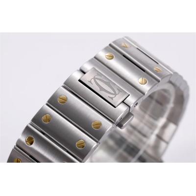 Santos W2SA0009 M9015 Automatic Mens Watch Best Edition BVF Large 39.8mm Two Tone YG White Dial SS Bracelet