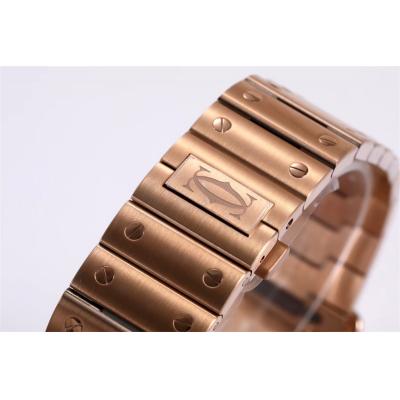 Santos WGSA0018 M9015 Automatic Mens Watch Best Edition BVF Large 39.8mm Rose Gold White Dial SS Bracelet