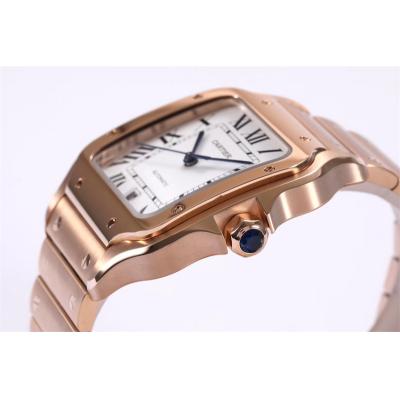 Santos WGSA0018 M9015 Automatic Mens Watch Best Edition BVF Large 39.8mm Rose Gold White Dial SS Bracelet