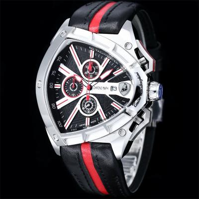 TONINO LAMBORGHINI Spyder 9001 Quartz Chronograph Mens Watch Steel Case Black Dial Blue Leather Stopwatch