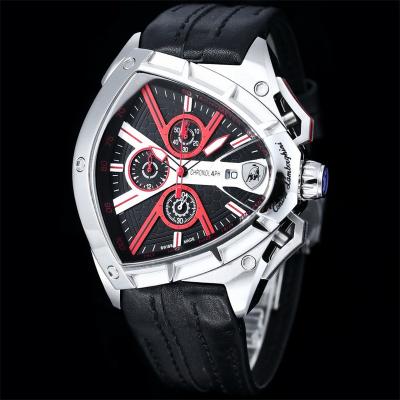 TONINO LAMBORGHINI Spyder 9001 Quartz Chronograph Mens Watch Steel Case Black Dial Blue Leather Stopwatch