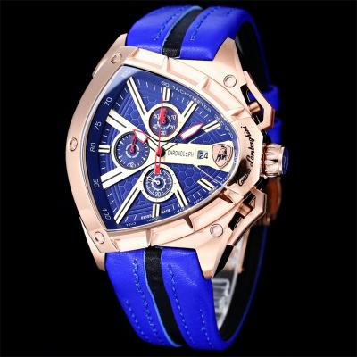 TONINO LAMBORGHINI Spyder 9003 Quartz Chronograph Mens Watch Rose Gold Black Dial Red Leather Stopwatch