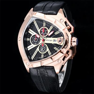 TONINO LAMBORGHINI Spyder 9003 Quartz Chronograph Mens Watch Rose Gold Black Dial Red Leather Stopwatch