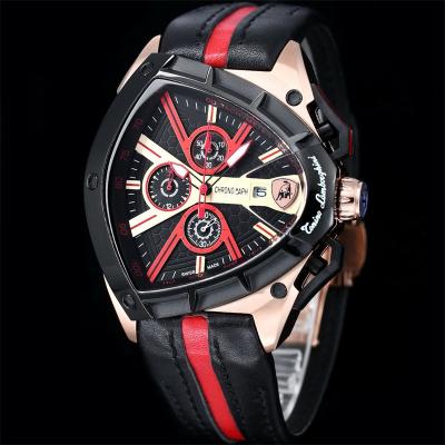 TONINO LAMBORGHINI Spyder 9004 Quartz Chronograph Mens Watch Rose Gold Black Bezel  Red Leather Stopwatch