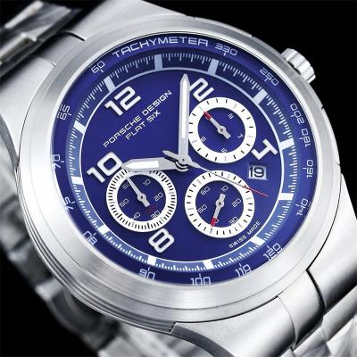 Porsche Design Chronotimer Collection Japan quartz chronograph Mens Watch Blue Dial SS Bracelet Stopwatch