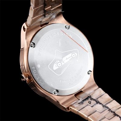 Porsche Design Chronotimer Collection Japan quartz chronograph Mens Watch Rose Gold Brown Dial SS Bracelet Stopwatch