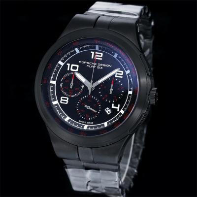 Porsche Design Chronotimer Collection Japan quartz chronograph Mens Watch DLC All Black Dial SS Bracelet Stopwatch