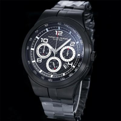 Porsche Design Chronotimer Collection Japan quartz chronograph Mens Watch DLC All Black Dial SS Bracelet Stopwatch