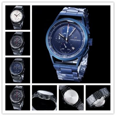 Porsche Design Chronotimer Collection Japan quartz chronograph Mens Watch PVD All Blue Dial SS Bracelet Stopwatch