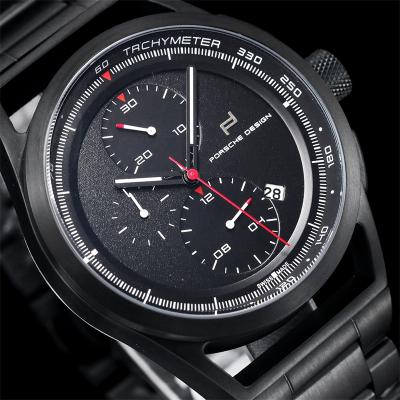 Porsche Design Chronotimer Collection Japan quartz chronograph Mens Watch PVD All Blue Dial SS Bracelet Stopwatch