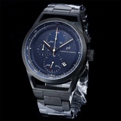 Porsche Design Chronotimer Collection Japan quartz chronograph Mens Watch PVD All Blue Dial SS Bracelet Stopwatch