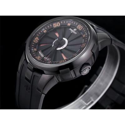 Turbine XL A1051/2 A23J Automatic Mens Watch TWF DLC All Black Orange Rotating Dial Rubber Strap