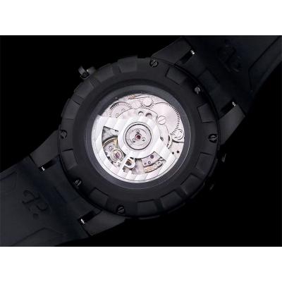 Turbine XL A1051/2 A23J Automatic Mens Watch TWF DLC All Black Orange Rotating Dial Rubber Strap