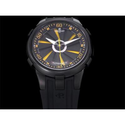 Turbine XL A1051/7 A23J Automatic Mens Watch TWF DLC All Black Yellow Rotating Dial Rubber Strap