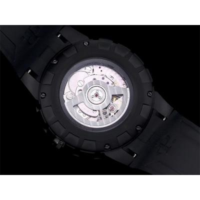 Turbine XL A1051/7 A23J Automatic Mens Watch TWF DLC All Black Yellow Rotating Dial Rubber Strap