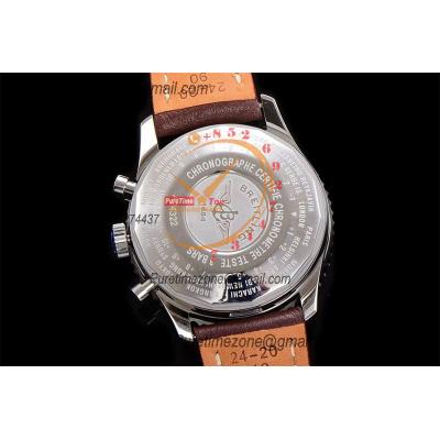 A24322121 Navitimer 1 World GMT A7750 Automatic Chronograph Mens Watch  White Dial Brown Leather Strap Best Edition