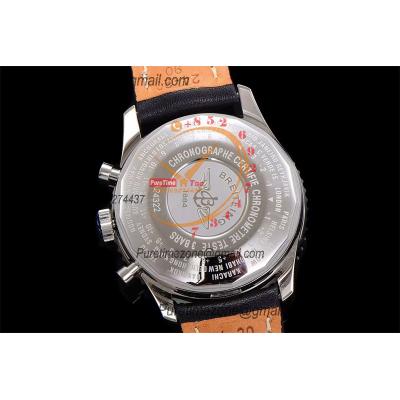 A24322121 Navitimer 1 World GMT A7750 Automatic Chronograph Mens Watch  White Dial Black Leather Strap Best Edition