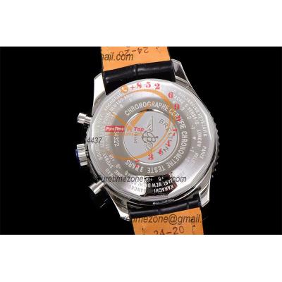 A24322121 Navitimer 1 World GMT A7750 Automatic Chronograph Mens Watch  White Dial Black Leather Strap Best Edition