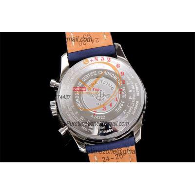 A24322121 Navitimer 1 World GMT A7750 Automatic Chronograph Mens Watch  Blue Dial Blue Leather Strap Best Edition