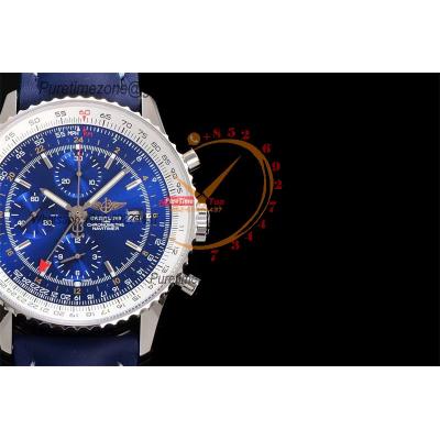 A24322121 Navitimer 1 World GMT A7750 Automatic Chronograph Mens Watch  Blue Dial Blue Leather Strap Best Edition