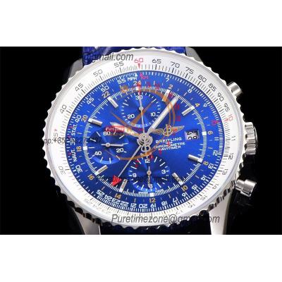 A24322121 Navitimer 1 World GMT A7750 Automatic Chronograph Mens Watch  Blue Dial Blue Leather Strap Best Edition