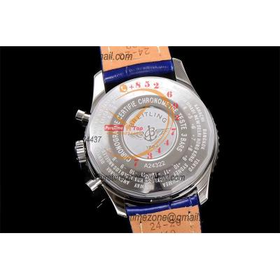 A24322121 Navitimer 1 World GMT A7750 Automatic Chronograph Mens Watch  Blue Dial Blue Leather Strap Best Edition