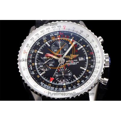 A24322121 Navitimer 1 World GMT A7750 Automatic Chronograph Mens Watch  Black Dial Leather Strap Best Edition