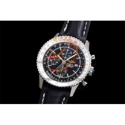 A24322121 Navitimer 1 World GMT A7750 Automatic Chronograph Mens Watch  Black Dial Leather Strap Best Edition