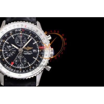 A24322121 Navitimer 1 World GMT A7750 Automatic Chronograph Mens Watch  Black Dial Leather Strap Best Edition