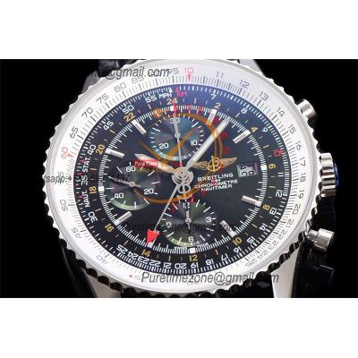 A24322121 Navitimer 1 World GMT A7750 Automatic Chronograph Mens Watch  Black Dial Leather Strap Best Edition