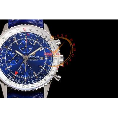 A2432212 Navitimer 1 World GMT A7750 Automatic Chronograph Mens Watch  Blue Dial Leather Strap Best Edition