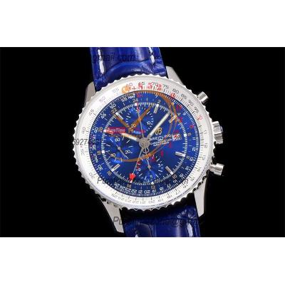 A2432212 Navitimer 1 World GMT A7750 Automatic Chronograph Mens Watch  Blue Dial Leather Strap Best Edition