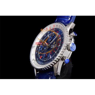 A2432212 Navitimer 1 World GMT A7750 Automatic Chronograph Mens Watch  Blue Dial Leather Strap Best Edition