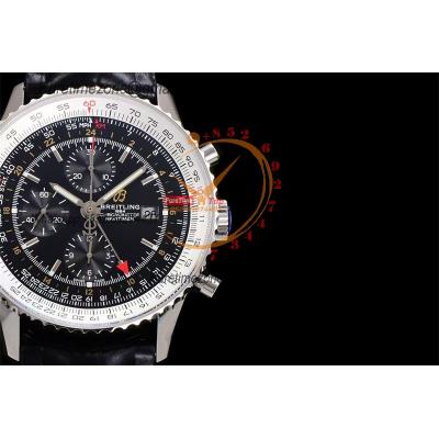 A24322121 Navitimer 1 World GMT A7750 Automatic Chronograph Mens Watch  Black Dial Leather Strap Best Edition