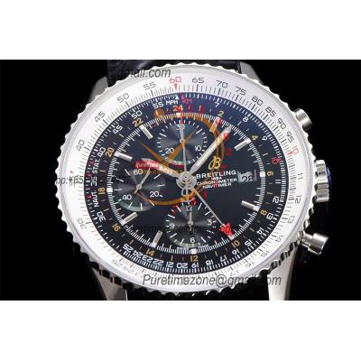 A24322121 Navitimer 1 World GMT A7750 Automatic Chronograph Mens Watch  Black Dial Leather Strap Best Edition