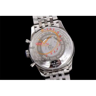 A24322121 Navitimer 1 World GMT A7750 Automatic Chronograph Mens Watch  White Dial SS Bracelet Best Edition