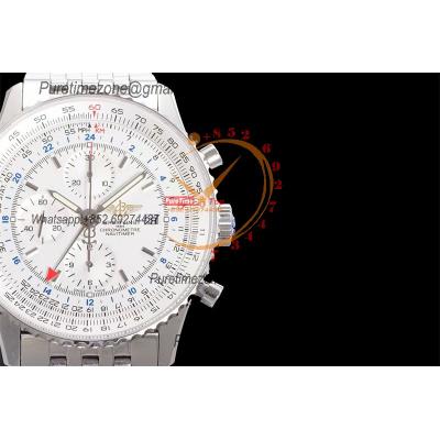 A24322121 Navitimer 1 World GMT A7750 Automatic Chronograph Mens Watch  White Dial SS Bracelet Best Edition