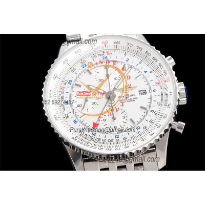 A24322121 Navitimer 1 World GMT A7750 Automatic Chronograph Mens Watch  White Dial SS Bracelet Best Edition