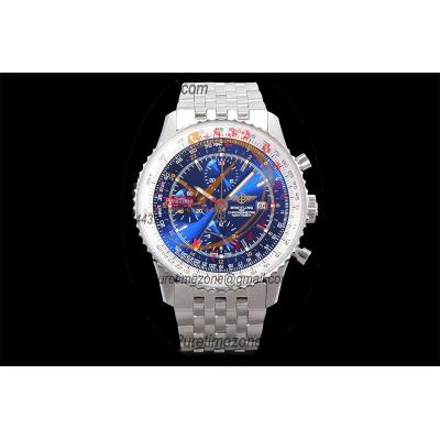 A24322121 Navitimer 1 World GMT A7750 Automatic Chronograph Mens Watch Blue Dial SS Bracelet Best Edition