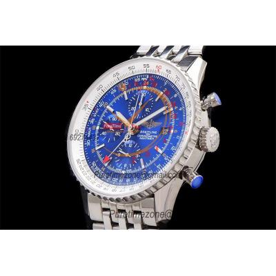 A24322121 Navitimer 1 World GMT A7750 Automatic Chronograph Mens Watch Blue Dial SS Bracelet Best Edition