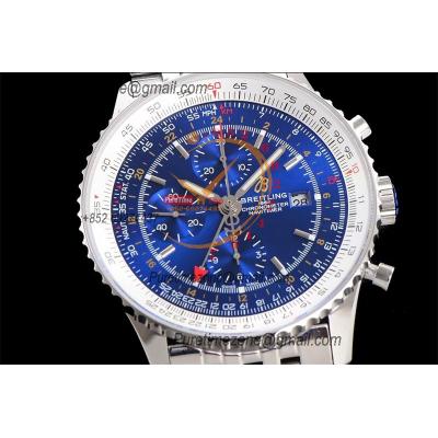 A24322121 Navitimer 1 World GMT A7750 Automatic Chronograph Mens Watch Blue Dial SS Bracelet Best Edition