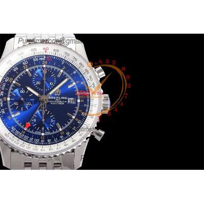 A24322121 Navitimer 1 World GMT A7750 Automatic Chronograph Mens Watch Blue Dial SS Bracelet Best Edition