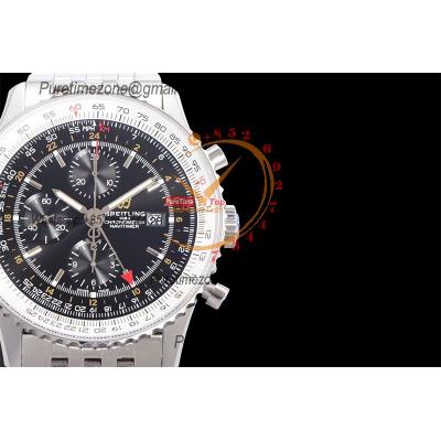 A24322121 Navitimer 1 World GMT A7750 Automatic Chronograph Mens Watch Black Dial SS Bracelet Best Edition