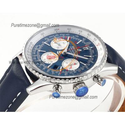 AB0121211B1X1 Navitimer A7750 Automatic Chronograph Mens Watch 43mm Blue Dial Leather Strap Best Edition V2