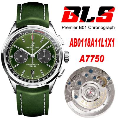 Premier B01 AB0118 A7750 Automatic Chronograph Mens Watch BLSF 42 Bentley Racing Green Dial Leather Strap Best Edition