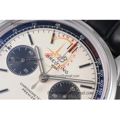 Premier B01 AB0118 A7750 Automatic Chronograph Mens Watch BLSF 42 Bentley Racing White Dial Leather Strap Best Edition