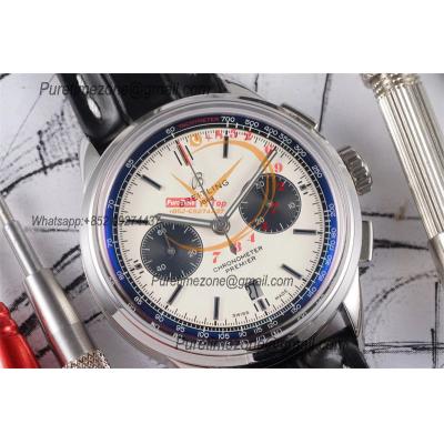 Premier B01 AB0118 A7750 Automatic Chronograph Mens Watch BLSF 42 Bentley Racing White Dial Leather Strap Best Edition