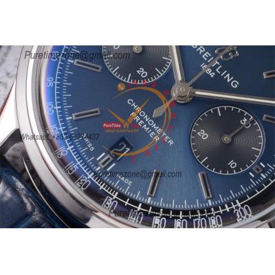 Premier B01 AB0118 A7750 Automatic Chronograph Mens Watch BLSF 42 Bentley Racing Blue Dial Leather Strap Best Edition