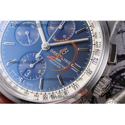 Premier B01 A13315351 A7750 Automatic Chronograph Mens Watch BLSF 42 Bentley Racing Blue Dial Leather Best Edition