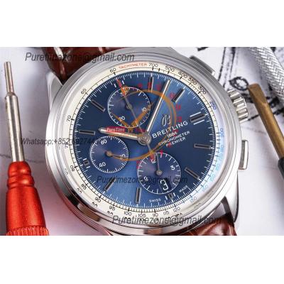 Premier B01 A13315351 A7750 Automatic Chronograph Mens Watch BLSF 42 Bentley Racing Blue Dial Leather Best Edition